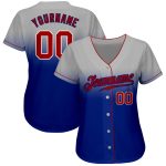 Custom Name Number Authentic Fade Baseball Jersey Red Gray Royal Fashion Personalized Gray Red-Royal Authentic Fade Fashion