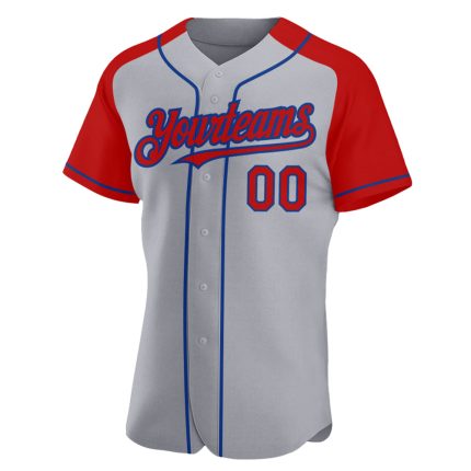 Custom Name and Number Personalized Baseball Jersey - Red and Royal Gray Authentic Raglan Sleeves Personalized Gray Red-Royal