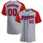 Custom Name and Number Personalized Baseball Jersey - Red and Royal Gray Authentic Raglan Sleeves Personalized Gray Red-Royal
