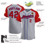 Custom Name and Number Personalized Baseball Jersey - Red and Royal Gray Authentic Raglan Sleeves Personalized Gray Red-Royal