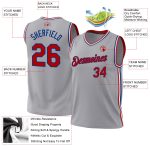 Personalized Red-Royal Gray Authentic Basketball Jersey for Throwback Style Personalized Gray Red-Royal Authentic Throwback