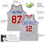 Custom Name and Number Authentic Basketball Jersey - Personalized Gray Red-Royal Throwback Style Personalized Gray Red-Royal
