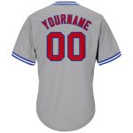 Custom Name and Number Gray Red-Royal Authentic Rib-Knit Baseball Jersey Shirt - Personalized Team Apparel Personalized Gray