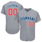 Custom Name and Number Personalized Baseball Jersey in Gray Red-Royal Personalized Gray Red-Royal Baseball Jersey Team Custom