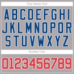 Custom Name and Number Personalized Baseball Jersey in Gray Red-Royal Personalized Gray Red-Royal Baseball Jersey Team Custom