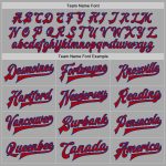 Personalized Varsity Letterman Jacket Gray Red-Royal Full-Snap Bomber for Men and Women Personalized Gray Red-Royal Bomber