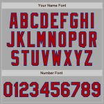 Custom Name Number Varsity Letterman Jacket Gray Red-Royal Two Tone Full-Snap Bomber Team Apparel Personalized Gray Red-Royal