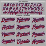 Custom Name Number Varsity Letterman Jacket Gray Red-Royal Two Tone Full-Snap Bomber Team Apparel Personalized Gray Red-Royal