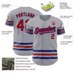 Custom Name Number Authentic Baseball Jersey - Personalized Gray Red-Royal Line Team Jersey Personalized Gray Red-Royal Line
