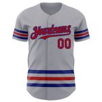 Custom Name Number Authentic Baseball Jersey - Personalized Gray Red-Royal Line Team Jersey Personalized Gray Red-Royal Line
