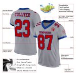 Custom Name Number Personalized Football Jersey Gray Red-Royal Mesh Authentic Team Apparel Personalized Gray Red-Royal Mesh