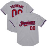 Custom Name and Number Personalized Baseball Jersey - Gray Red-Royal Mesh Authentic Throwback Design Personalized Gray Red-Royal
