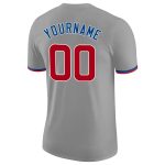 Custom Team Performance T-Shirt with Name and Number - Personalized Gray Red-Royal Personalized Gray Red-Royal Performance