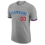 Custom Team Performance T-Shirt with Name and Number - Personalized Gray Red-Royal Personalized Gray Red-Royal Performance