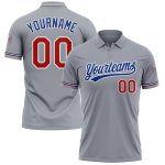 Personalized Performance Vapor Golf Polo Shirt in Gray and Red-Royal Color Personalized Gray Red-Royal Performance Vapor