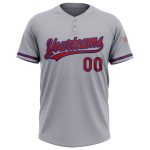 Personalized Two-Button Unisex Softball Jersey in Gray and Red-Royal Personalized Gray Red-Royal Two-Button Unisex Softball