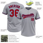 Personalized Two-Button Unisex Softball Jersey in Gray and Red-Royal Personalized Gray Red-Royal Two-Button Unisex Softball
