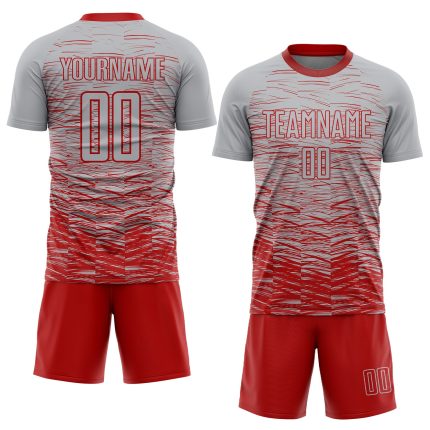 Custom Soccer Jersey with Personalized Name & Number - Gray Red Sublimation Uniform Personalized Gray Red Sublimation Soccer