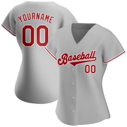 Personalized Authentic Baseball Jersey in Gray Red-White Color for Unique Style Personalized Gray Red-White Authentic Baseball