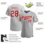 Personalized Authentic Baseball Jersey in Gray Red-White Color for Unique Style Personalized Gray Red-White Authentic Baseball
