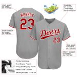 Custom Name Number Personalized Baseball Jersey Gray Red-White Authentic Team Jersey Personalized Gray Red-White Authentic