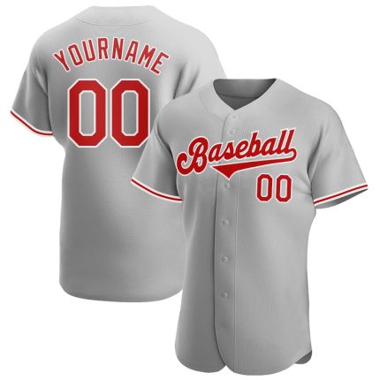 Personalized Authentic Baseball Jersey in Gray Red-White Color for Unique Style Personalized Gray Red-White Authentic Baseball