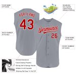 Custom Team Name Number Sleeveless Baseball Jersey Gray Red White Authentic Personalized Gray Red-White Authentic Sleeveless