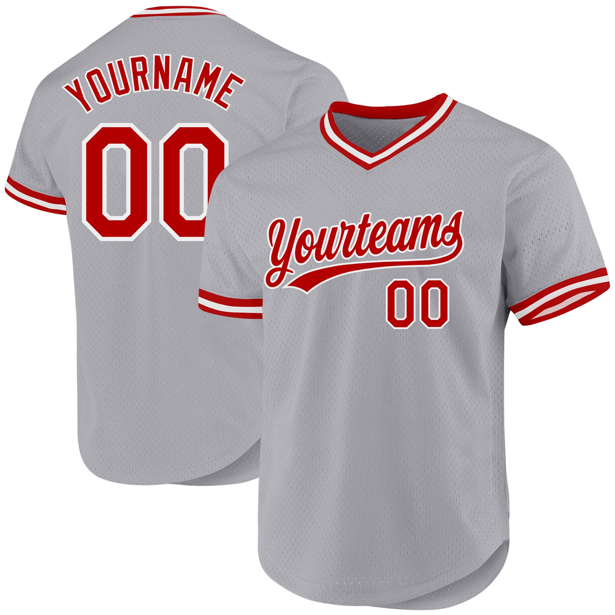 Custom Name and Number Personalized Gray Red-White Authentic Throwback Baseball Jersey Personalized Gray Red-White Authentic