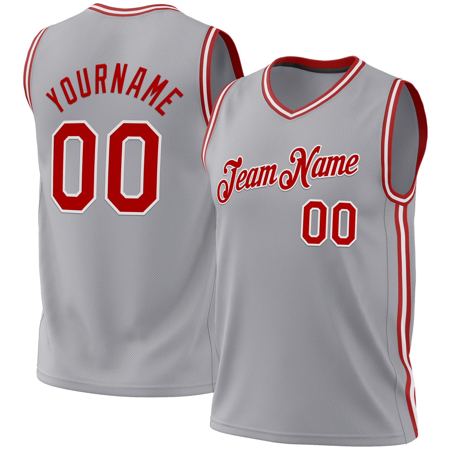 Personalized Authentic Throwback Basketball Jersey Gray Red-White Personalized Gray Red-White Authentic Throwback Basketball