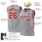 Personalized Authentic Throwback Basketball Jersey Gray Red-White Personalized Gray Red-White Authentic Throwback Basketball
