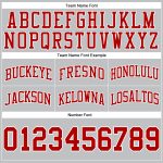 Personalized Authentic Basketball Shorts in Gray Red-White Throwback Style Personalized Gray Red-White Authentic Throwback