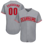 Personalized Gray Red White Baseball Jersey for Men and Women - Custom Athletic Apparel Personalized Gray Red-White Baseball
