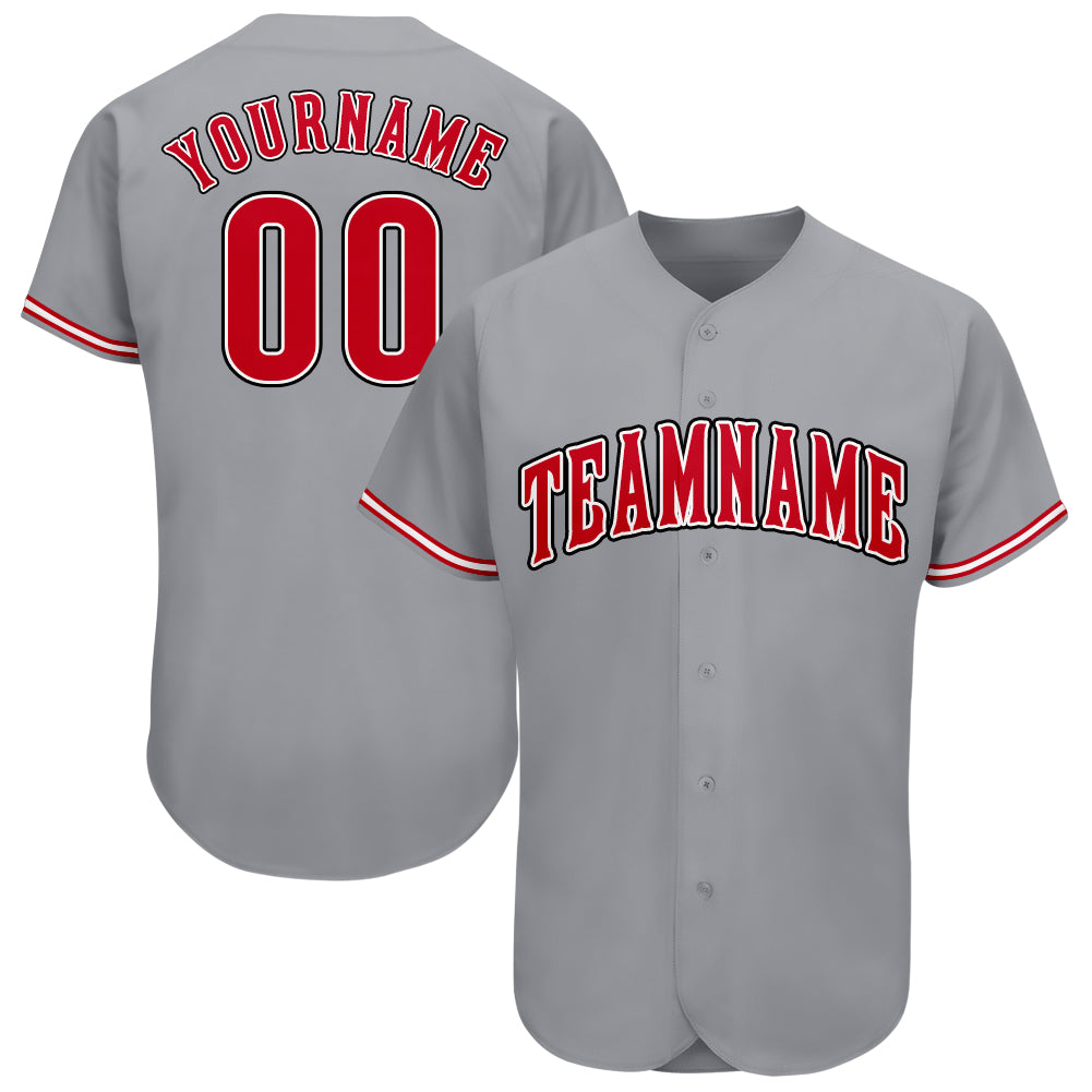 Personalized Gray Red White Baseball Jersey for Men and Women - Custom Athletic Apparel Personalized Gray Red-White Baseball