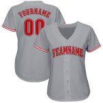 Personalized Gray Red White Baseball Jersey for Men and Women - Custom Athletic Apparel Personalized Gray Red-White Baseball