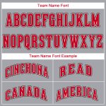 Personalized Gray Red White Baseball Jersey for Men and Women - Custom Athletic Apparel Personalized Gray Red-White Baseball