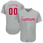 Custom Team Baseball Jersey - Personalized Gray Red White with Name & Number Personalized Gray Red-White Baseball Jersey