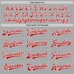 Personalized Red White Gray Varsity Letterman Bomber Full-Snap Jacket Personalized Gray Red-White Bomber Full-Snap Varsity