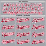Custom Name & Number Bomber Jacket Gray Red-White Varsity Letterman Two Tone Full-Snap Personalized Gray Red-White Bomber