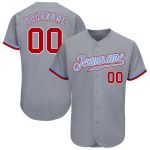 Custom Name and Number Authentic Baseball Jersey - Personalized Gray Red White-Light Blue Team Jersey Personalized Gray Red