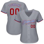 Custom Name and Number Authentic Baseball Jersey - Personalized Gray Red White-Light Blue Team Jersey Personalized Gray Red