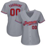 Custom Authentic Baseball Jersey with Personalized Name & Number in Gray Red and White-Royal Personalized Gray Red White-Royal