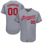 Custom Authentic Baseball Jersey with Personalized Name & Number in Gray Red and White-Royal Personalized Gray Red White-Royal