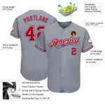 Custom Authentic Baseball Jersey with Personalized Name & Number in Gray Red and White-Royal Personalized Gray Red White-Royal