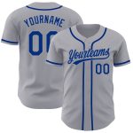 Personalized Royal Gray Authentic Baseball Jersey for Custom Sports Apparel Personalized Gray Royal Authentic Baseball Jersey