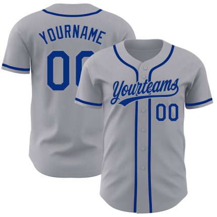 Personalized Royal Gray Authentic Baseball Jersey for Custom Sports Apparel Personalized Gray Royal Authentic Baseball Jersey