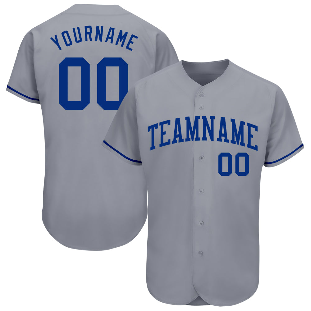 Custom Name and Number Gray Royal Baseball Jersey - Personalized Authentic Team Jersey Personalized Gray Royal Authentic