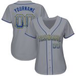 Custom Name Number Baseball Jersey - Personalized Gray Royal-Gold Authentic Drift Fashion Team Jersey Personalized Gray Royal-Gold