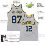 Custom Gray Royal-Gold Basketball Jersey with Personalized Name & Number - Authentic Throwback Design Personalized Gray Royal-Gold