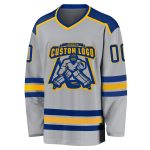 Custom Gray Royal-Gold Hockey Jersey - Personalized Team Apparel Personalized Gray Royal-Gold Hockey Jersey