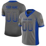 Custom Gray Royal-Gold Mesh Football Jersey with Personalized Name and Number - Drift Fashion Team Apparel Personalized Gray